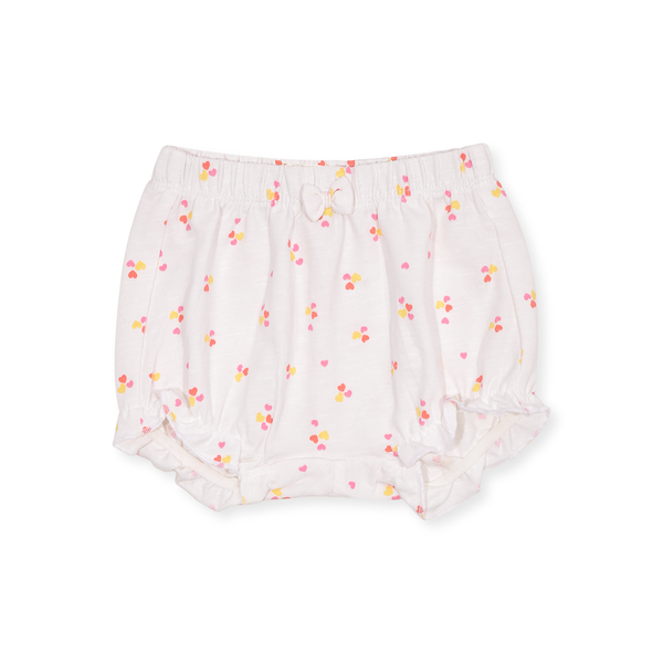 Girl White Heart Print Organic Short