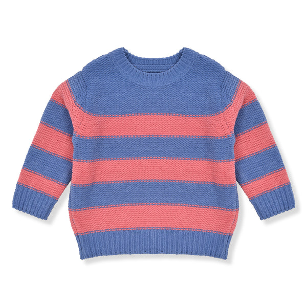 MC Blue And Peach Knitted Sweater