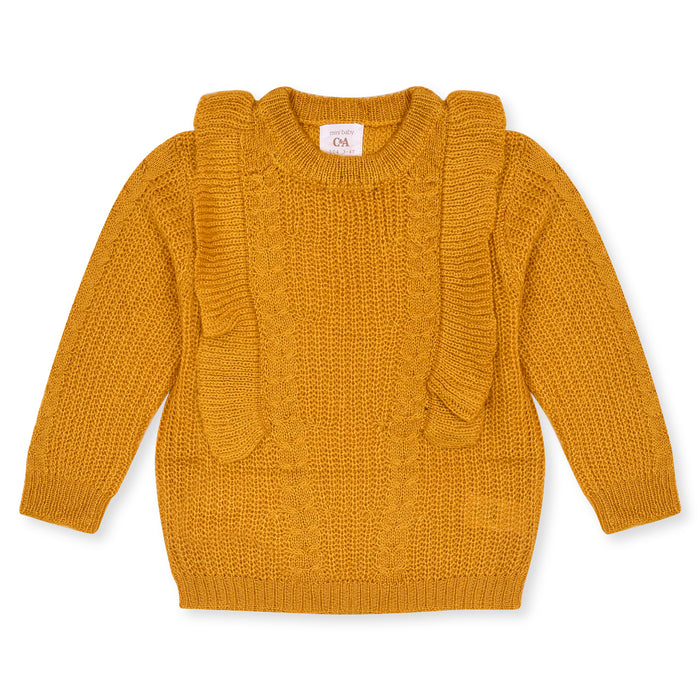CA Girl Yellow Shoulder Frill Sweater
