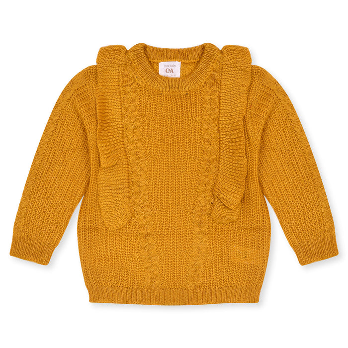 CA Girl Yellow Shoulder Frill Sweater
