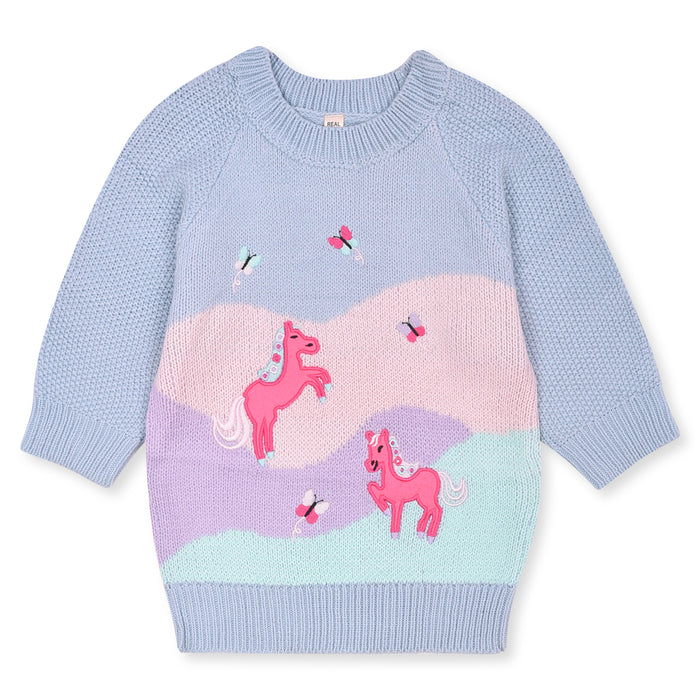 RK Girl Unicorn And Butterfly embroidered Long Sweater