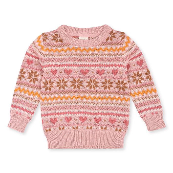 AL NA Girl Pink Heart Printed Sweater