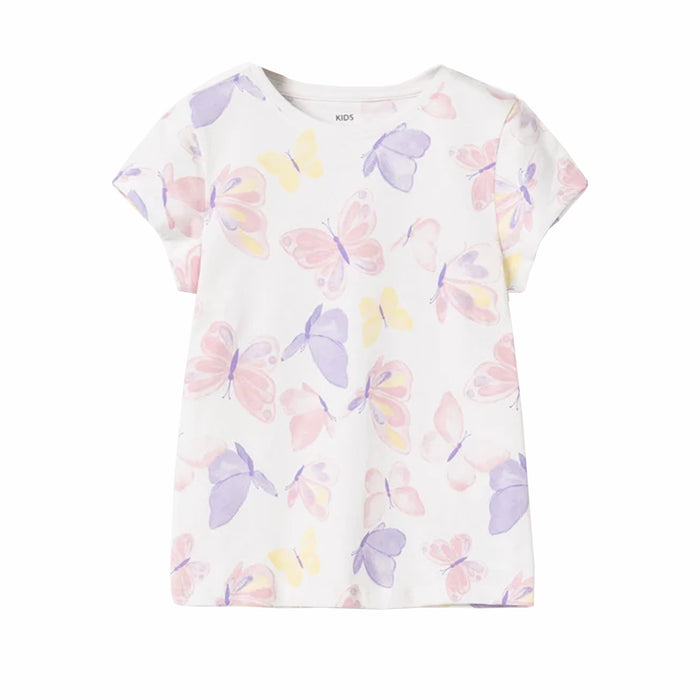 KIDS Girl Multi color Btterfly Printed White Sleevless T-Shirt